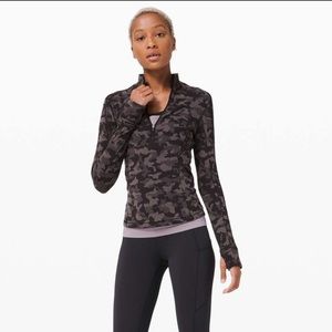 Lululemon Run Briskly 1/2 Zip-Heritage Camo Jacquard Black Lunar Rock- 6